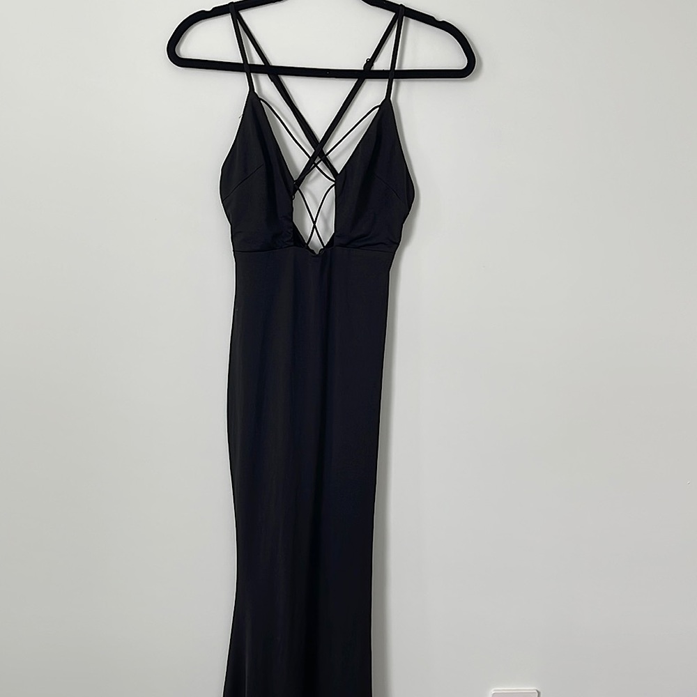 Sexy black form fitting maxi dress